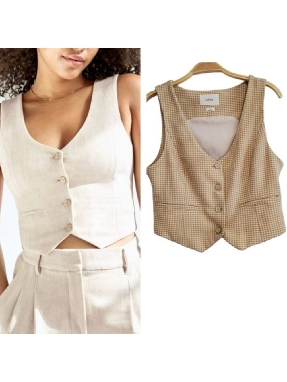 Wilfred Desire Gingham Vest Size 0 Aritzia #99188
